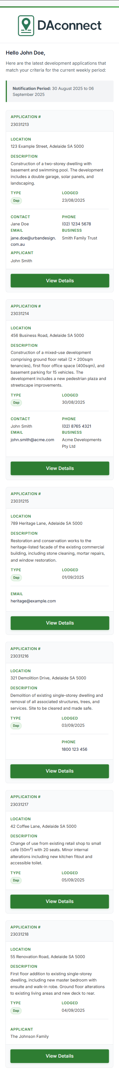 DAconnect mobile list
